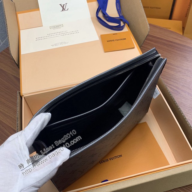 LV專櫃2023新款升級版男士手包 M30840灰 路易威登Pochette Voyage手拿包 dn1037